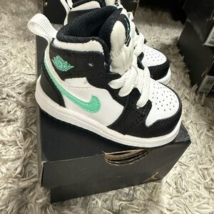 Jordan Kids' Black and White Sneakers with Mint Details